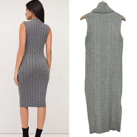 House of Harlow 1960 Sweater Dress Turtleneck Gray Size M - Picture 4 of 10